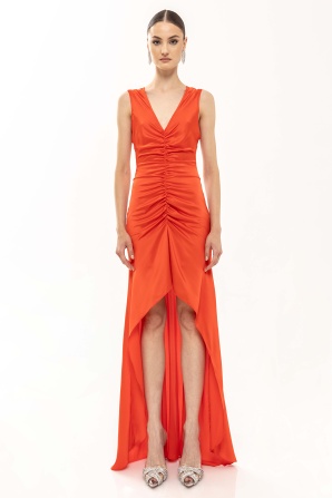 Ruched satin dress