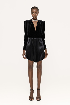 Crystal-embellished pleated dress