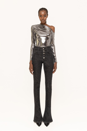 Metallic-effect lamé bodysuit