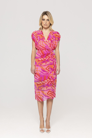 Printed silk midi dress