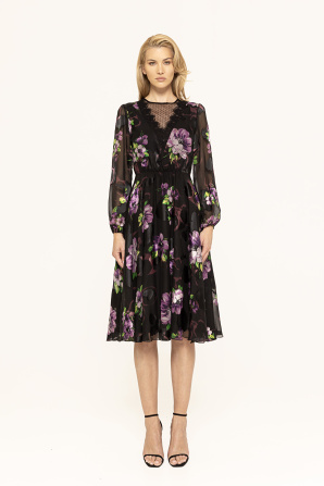 Lace insert viscose dress