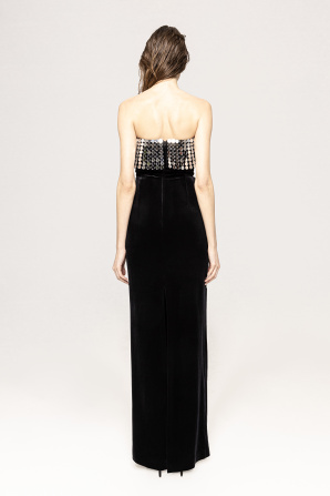 Embellished velvet midi dress