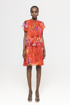 Printed silk midi dress