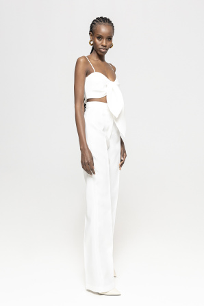 High waisted taffeta pants