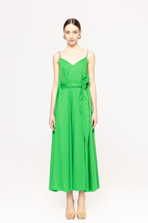 Rhinestone-embellished poplin dress