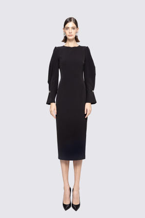 Puff sleeves midi dress