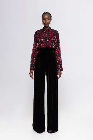 Semi-sheer heart-print shirt