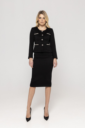High waisted bouclé midi skirt