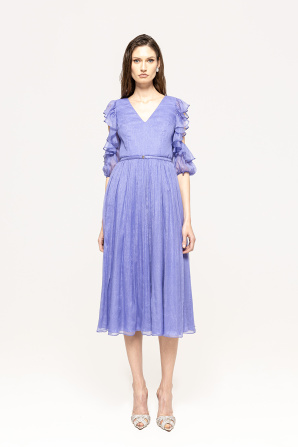 Ruffled silk midi dress