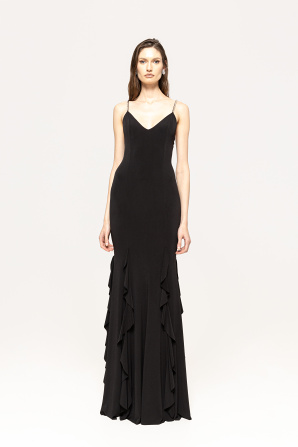 Ruffle-detailing chiffon maxi dress