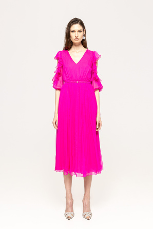 Ruffled silk midi dress