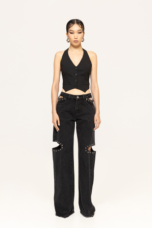 Mid-rise wide-leg jeans