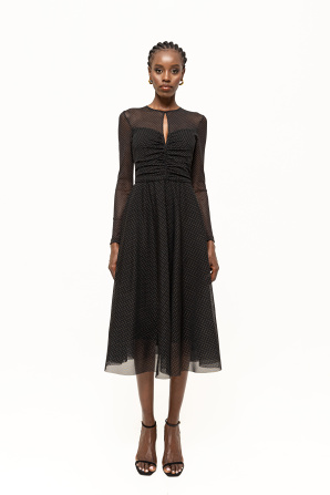 Rhinestone-embellished tulle midi dress