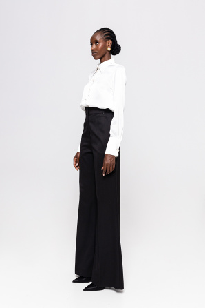 Pearl-detail satin shirt