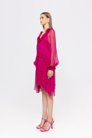 Ruffled silk midi dress