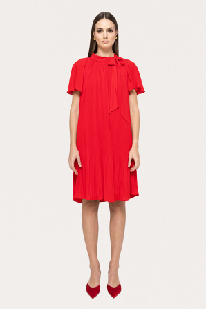 Pleated chiffon midi dress