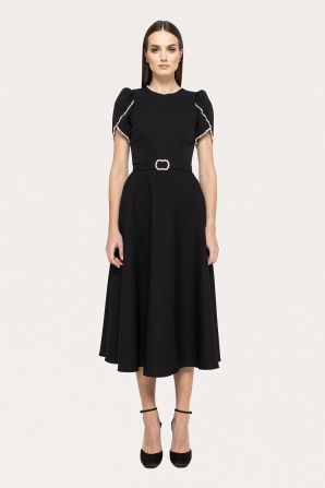 Faux pearl-embellished midi dress