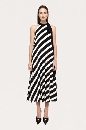 Printed belted midi dress