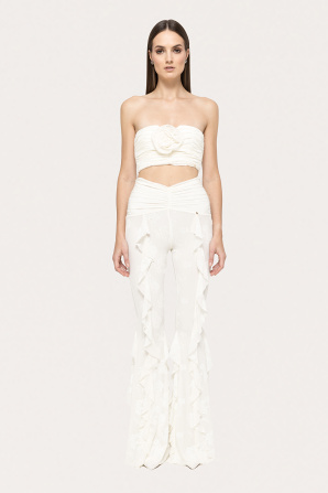 Ruffled mesh pants