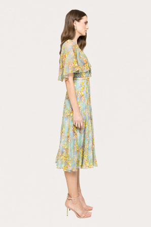 Ruffled silk midi dress