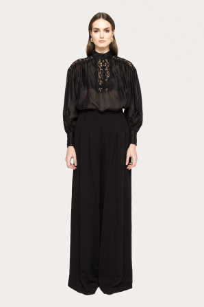 Lace-insert lyocell top