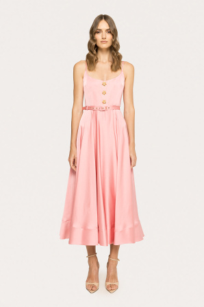 Belted viscose midi dress