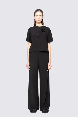 Floral-appliqué viscose top