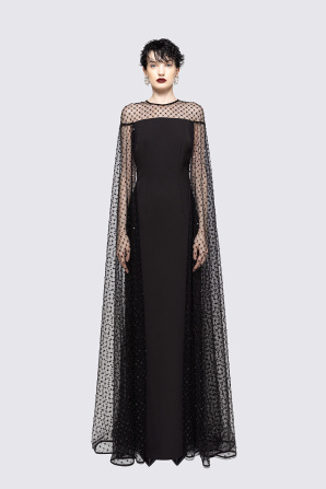 Sequined cape maxi dress