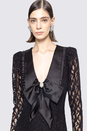 Crystal-embellished lace midi dress