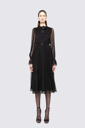 Crystal-detail silk midi dress