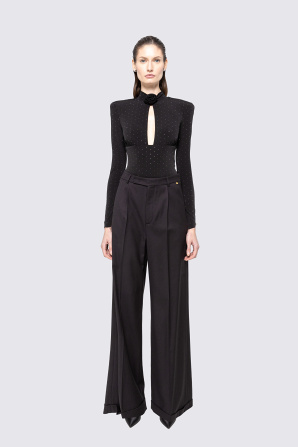 Floral-appliqué cutout bodysuit