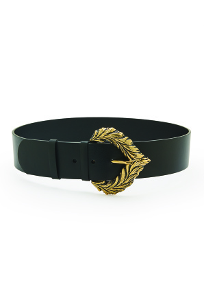 Metallic buckle leather belt