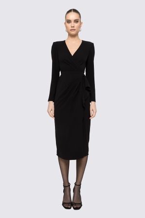 V-neck crepe midi dress