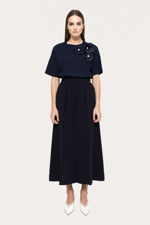 Floral-appliqué viscose top