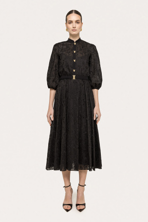 Embroidered lyocell midi dress