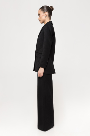 Monogram-jacquard double-breasted blazer