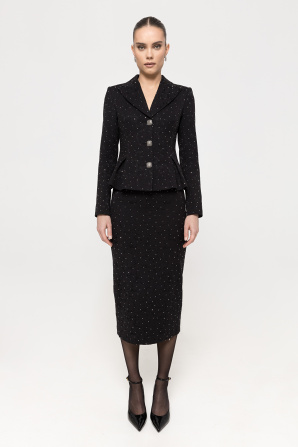 Embellished-brocade midi skirt