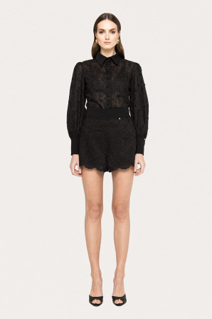 Embroidered lyocell shorts