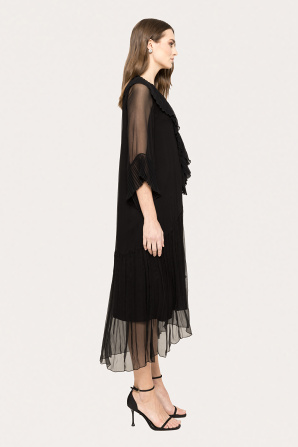 Ruffled silk midi dress