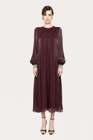 Crystal-detail chiffon midi dress