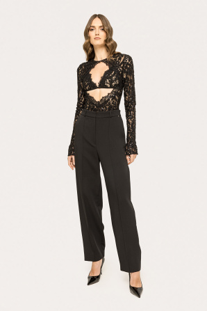 High-rise back-slit pants