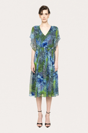 Printed silk midi dress