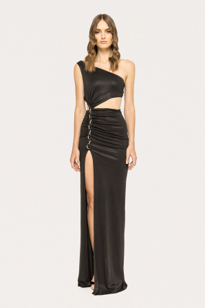 Open-back ruched maxi dress
