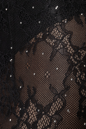 Rhinestone-embellished lace skirt