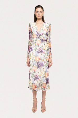 Printed silk midi dress