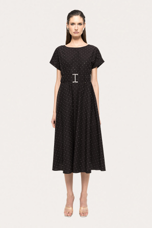Embellished poplin midi dress
