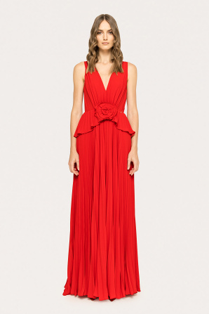 Pleated chiffon maxi dress