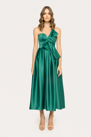 Bow-detail taffeta midi dress