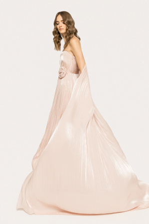 Pleated chiffon maxi dress