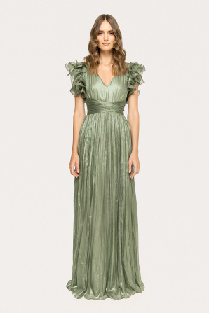 Ruffled silk maxi dress